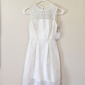 Calvin Klein White Illusion Lace Eyelet Dress